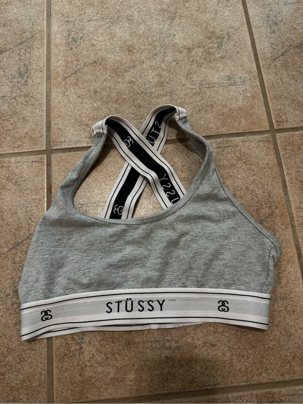 Stussy Grey Bralette with Branded Elastic Band